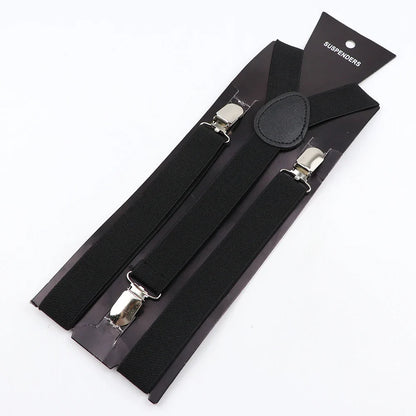 Hot Sale Solid Color Elastic Leather Suspender For Men Women Black Red Sage Green Adjustable Pants Shirt Girl Skirt Accessories