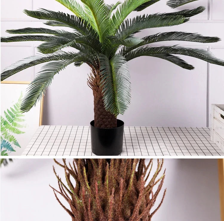 Tropical artificial palm tree, large palm branch, palm leaf, potted plant, family living room, office, hotel decoration