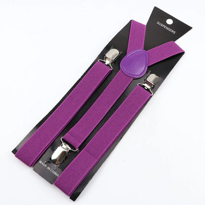 Hot Sale Solid Color Elastic Leather Suspender For Men Women Black Red Sage Green Adjustable Pants Shirt Girl Skirt Accessories