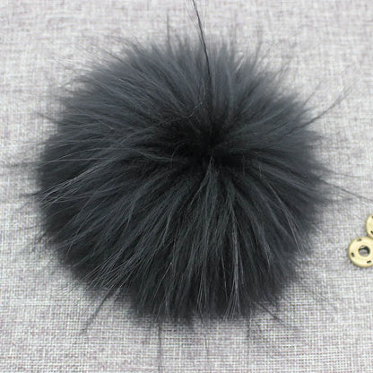 Big Fluffy Real Fur Fox Pompoms With Button DIY Raccoon Fur Pom Poms Balls Natural Fur Pompon For Scarves Hats Caps Accessories