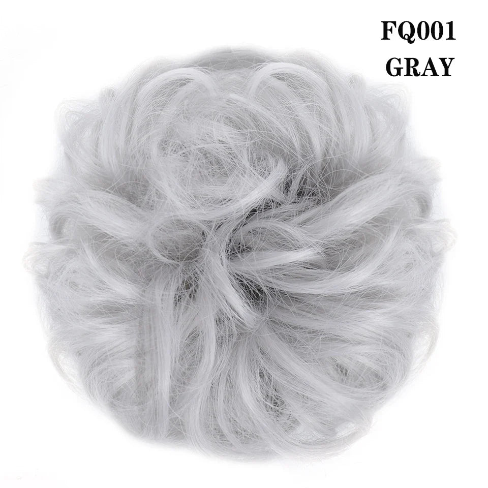 LUPU Synthetic Hair Bun Messy Scrunchies With Elastic Band Natural Fake Hair Tie Pieces Ponytail Colored Black Purple Pink Green