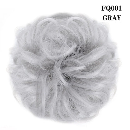 LUPU Synthetic Hair Bun Messy Scrunchies With Elastic Band Natural Fake Hair Tie Pieces Ponytail Colored Black Purple Pink Green