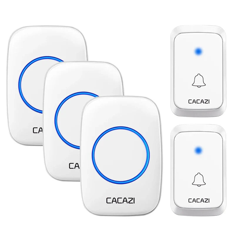 CACAZ Smart Home Waterproof Wireless Doorbell For Outdoor 4 Levels Volume 80DB 60 Chimes Home Calling Bell US EU UK AU Plug