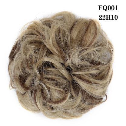 LUPU Synthetic Hair Bun Messy Scrunchies With Elastic Band Natural Fake Hair Tie Pieces Ponytail Colored Black Purple Pink Green