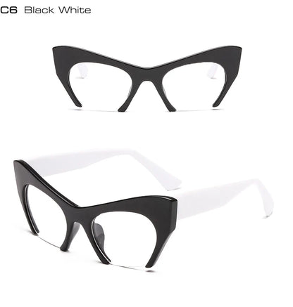 SHAUNA Retro Women Half Frame Cat Eye Glasses Frames Fashion Optical Frame