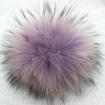 Big Fluffy Real Fur Fox Pompoms With Button DIY Raccoon Fur Pom Poms Balls Natural Fur Pompon For Scarves Hats Caps Accessories