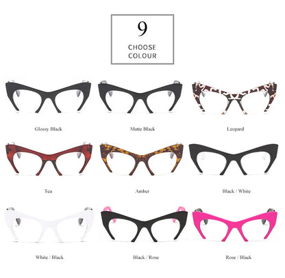 SHAUNA Retro Women Half Frame Cat Eye Glasses Frames Fashion Optical Frame