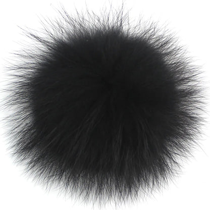 Big Fluffy Real Fur Fox Pompoms With Button DIY Raccoon Fur Pom Poms Balls Natural Fur Pompon For Scarves Hats Caps Accessories