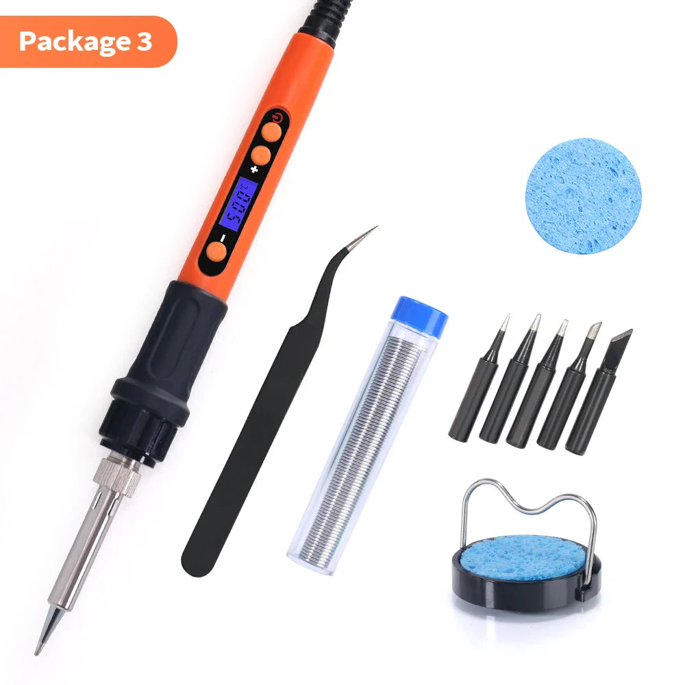 Silverflo Electric soldering iron Kit Set 100W LCD Digital Display Adjustable Temperature Soldering Iron 220V/110V Welding Tools