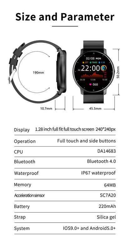 LIGE Waterproof Women Smart Band Watch Real-time Weather Forecast Men Watches Sports Ladies Smart Watch For Women Android IOS