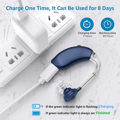 2025 Best Mini Rechargeable Audifonos BTE Hearing Aids Adjustable Tone Sound Amplifier Portable Deaf Elderly digital Hearing Aid