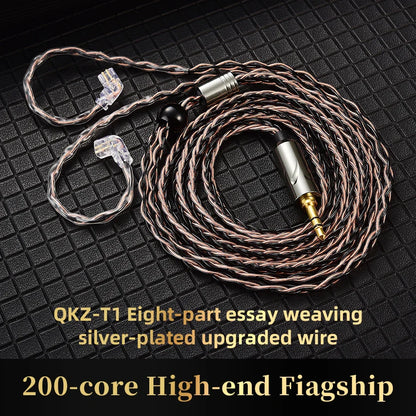 QKZ T1 Earphone Update Cable 3.5mm jack QDC 0.75mm Connector Wired Headphones For ZXN ZXT VK4 ZX2 ZAX2 KZ EDX ZSN Pro X TRN MT1