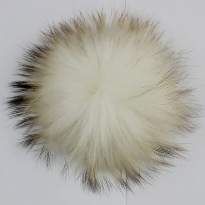 Big Fluffy Real Fur Fox Pompoms With Button DIY Raccoon Fur Pom Poms Balls Natural Fur Pompon For Scarves Hats Caps Accessories