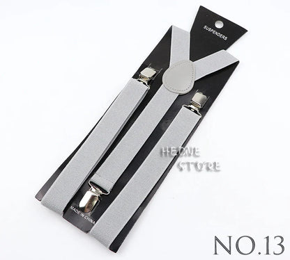 Hot Sale Solid Color Elastic Leather Suspender For Men Women Black Red Sage Green Adjustable Pants Shirt Girl Skirt Accessories