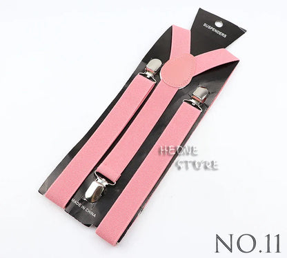 Hot Sale Solid Color Elastic Leather Suspender For Men Women Black Red Sage Green Adjustable Pants Shirt Girl Skirt Accessories