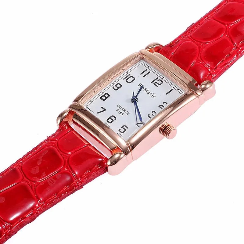 New Watches for Women Square Rose Gold Wrist Watches Fashion Leather Brand Watches Ladies Quartz Watch Clock Montre Femme