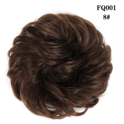 LUPU Synthetic Hair Bun Messy Scrunchies With Elastic Band Natural Fake Hair Tie Pieces Ponytail Colored Black Purple Pink Green