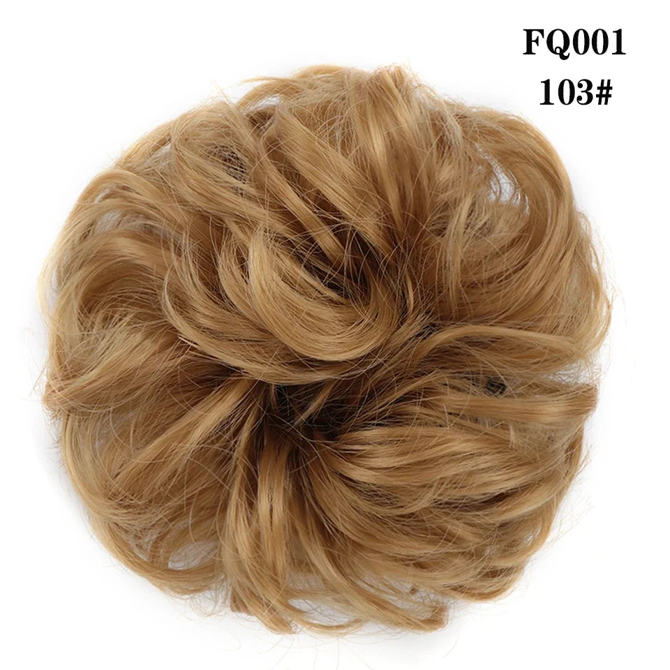 LUPU Synthetic Hair Bun Messy Scrunchies With Elastic Band Natural Fake Hair Tie Pieces Ponytail Colored Black Purple Pink Green