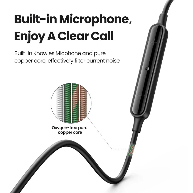 UGREEN Wired Earphone With Microphone In Ear 3.5mm Noise Cancelling USB Type C Lightning Earphones For iPhone 15 Pro Max Xiaomi
