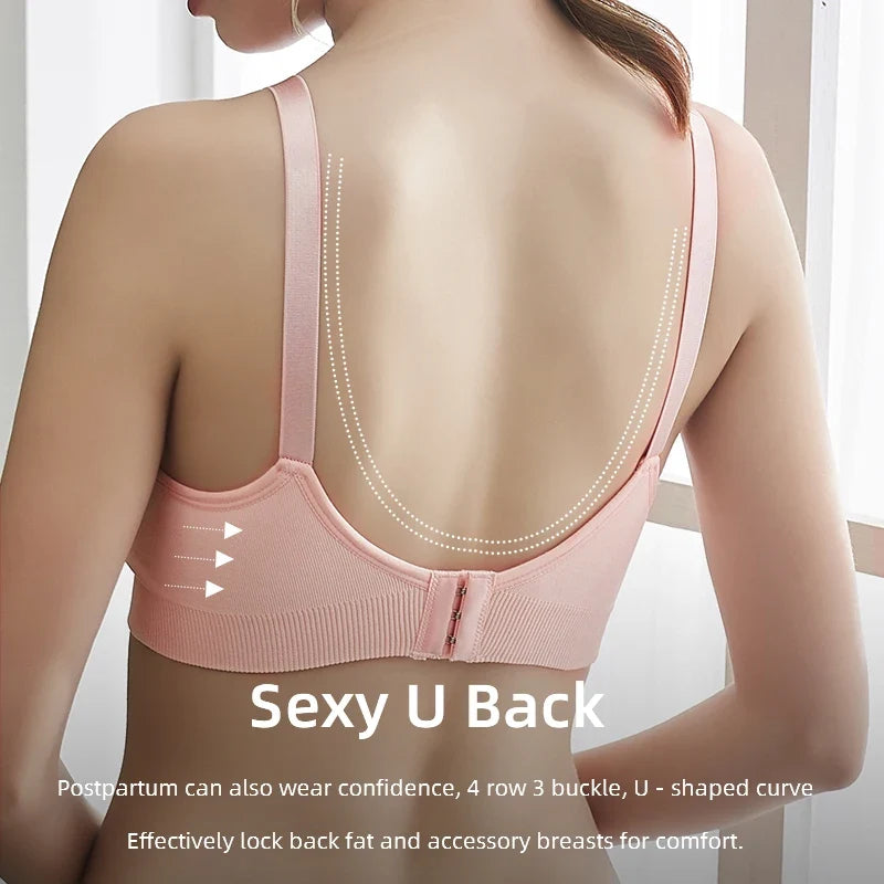 plus Size Seamless Nursing Bra for Women Breathable Maternity Push up Front Closure Underwear Adjustable Straps Wire-Free