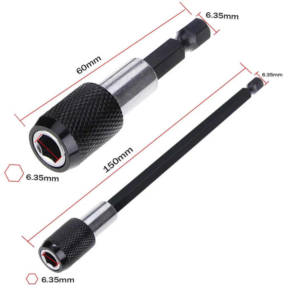 1/4 Inch Hex Shank Quick Release Screwdriver Bit Holder Extension Bar 60mm 100mm 150mm