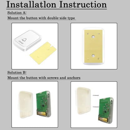 CACAZ Smart Home Waterproof Wireless Doorbell For Outdoor 4 Levels Volume 80DB 60 Chimes Home Calling Bell US EU UK AU Plug