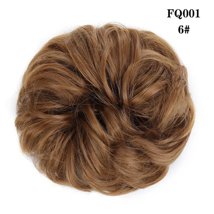 LUPU Synthetic Hair Bun Messy Scrunchies With Elastic Band Natural Fake Hair Tie Pieces Ponytail Colored Black Purple Pink Green