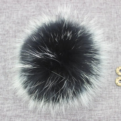 Big Fluffy Real Fur Fox Pompoms With Button DIY Raccoon Fur Pom Poms Balls Natural Fur Pompon For Scarves Hats Caps Accessories