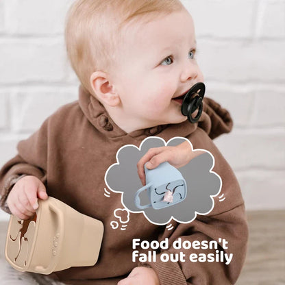 Baby Silicone Snack Cups for Toddlers Spill Proof Collapsible Toddle Portable Silicone Snack with Lids Baby food Storage Tank