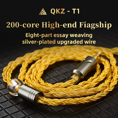 QKZ T1 Earphone Update Cable 3.5mm jack QDC 0.75mm Connector Wired Headphones For ZXN ZXT VK4 ZX2 ZAX2 KZ EDX ZSN Pro X TRN MT1