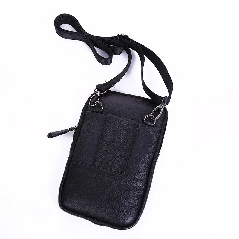 Leather Fashion Phone Pouch Belt Bag Shoulder Crossbody Waist Pack Vintage Outdoor Multi-function Mens Leisure Hanging Waist Bag