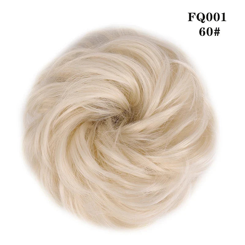 LUPU Synthetic Hair Bun Messy Scrunchies With Elastic Band Natural Fake Hair Tie Pieces Ponytail Colored Black Purple Pink Green