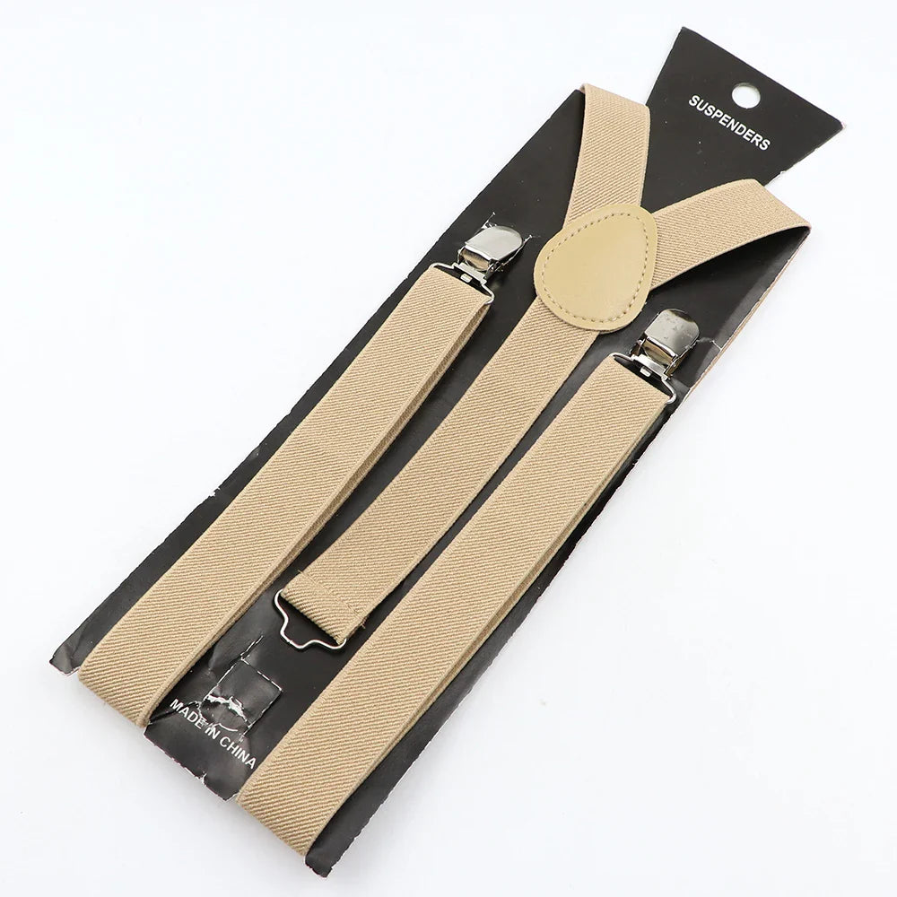 Hot Sale Solid Color Elastic Leather Suspender For Men Women Black Red Sage Green Adjustable Pants Shirt Girl Skirt Accessories