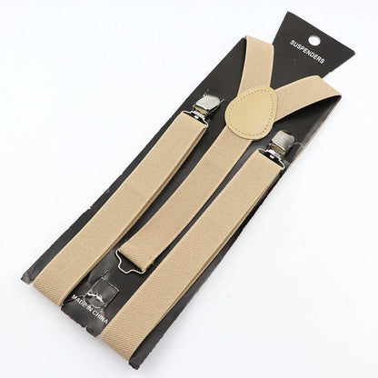 Hot Sale Solid Color Elastic Leather Suspender For Men Women Black Red Sage Green Adjustable Pants Shirt Girl Skirt Accessories