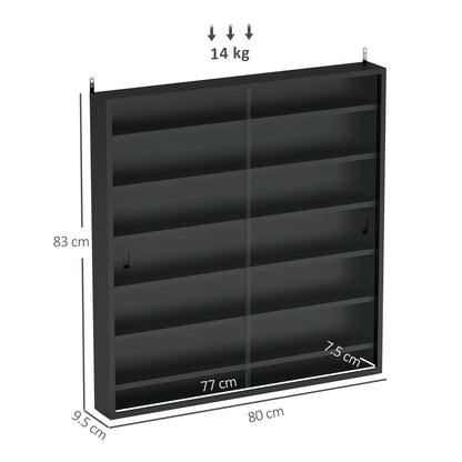 HOMCOM Six Shelf Display Cabinet, with Glass Doors - Black