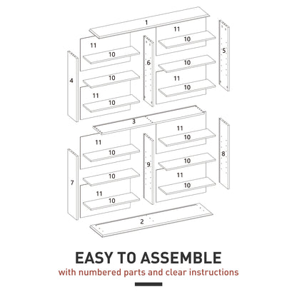 HOMCOM 16-Compartment Media Shelf- White
