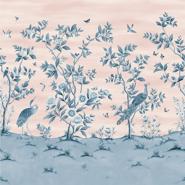 Florence Powder/China Blue Wallpaper