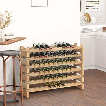 HOMCOM Six-Tier, 72 Bottle Wooden Wine Rack - Natural