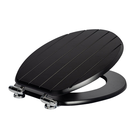 Black Soft Close Tongue & Groove Toilet Seat