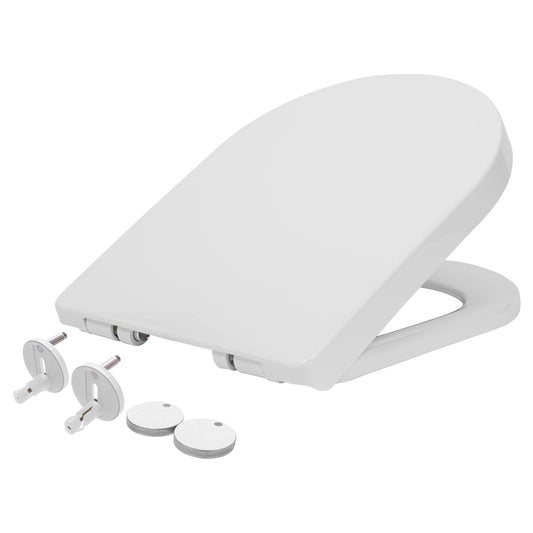 White Square Antibacterial Soft Close Standard Toilet Seat