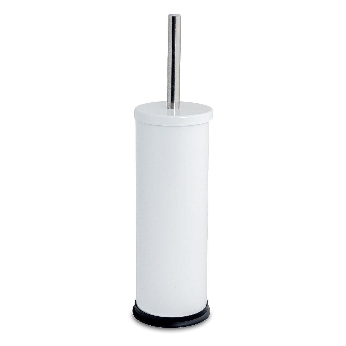 White Round Stainless Steel Toilet Brush & Holder