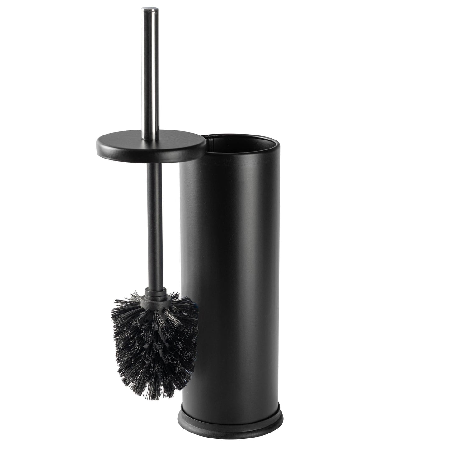Matt Black Round Stainless Steel Toilet Brush & Holder