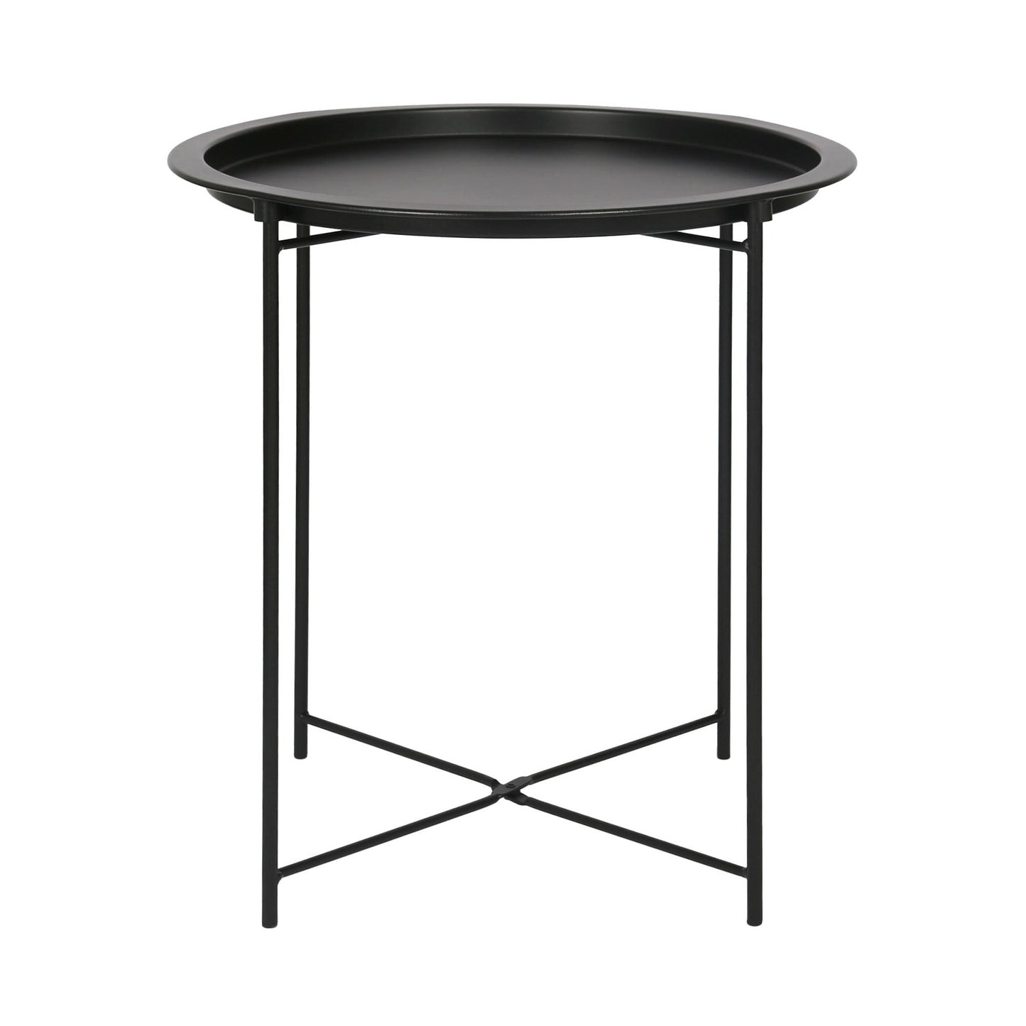 Black Round Steel Tray Table