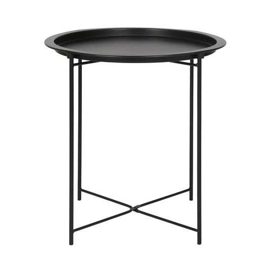 Black Round Steel Tray Table