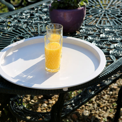 White Round Steel Tray Table