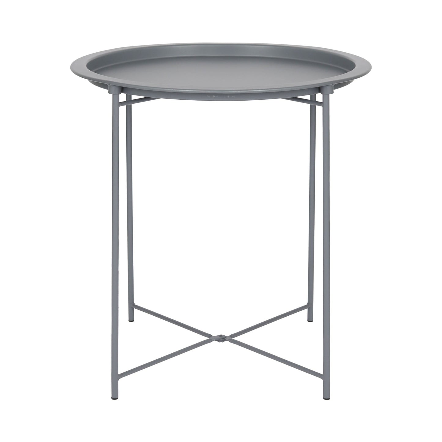 Grey Round Steel Tray Table