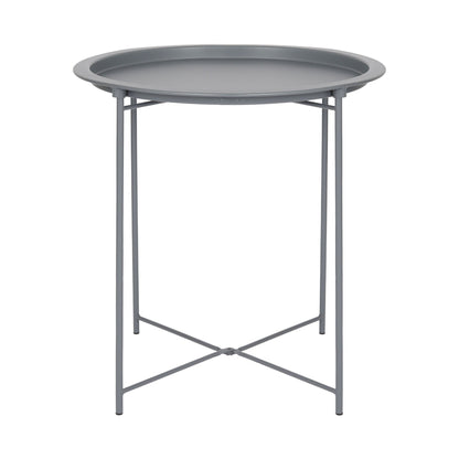 Grey Round Steel Tray Table