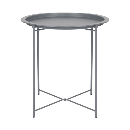 Grey Round Steel Tray Table