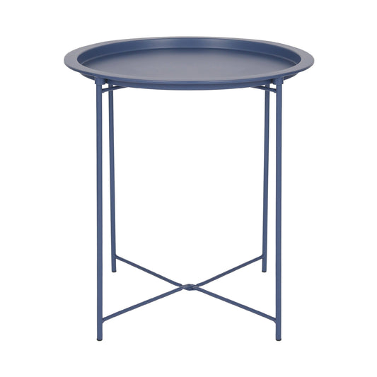 Navy Round Steel Tray Table