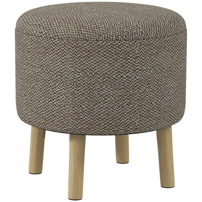 HOMCOM Round Linen-Look Storage Ottoman - Light Grey